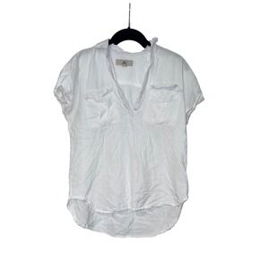 Thread & Supply White Short Sleeve Button Up Top Womens XS